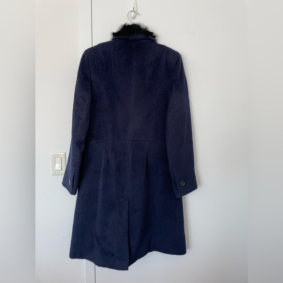 Sofia cashmere alpaca wool coat in navy with shawl fur collar NWT - Picture 4 of 8